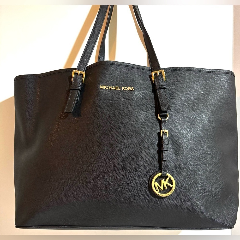 Michael Kors Black Tote with Gold Accents